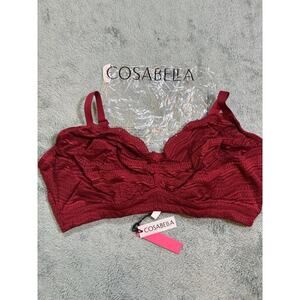 Cosabella Dolce Curvy Bralette XL Sindoor Red Lace Wireless Full Coverage